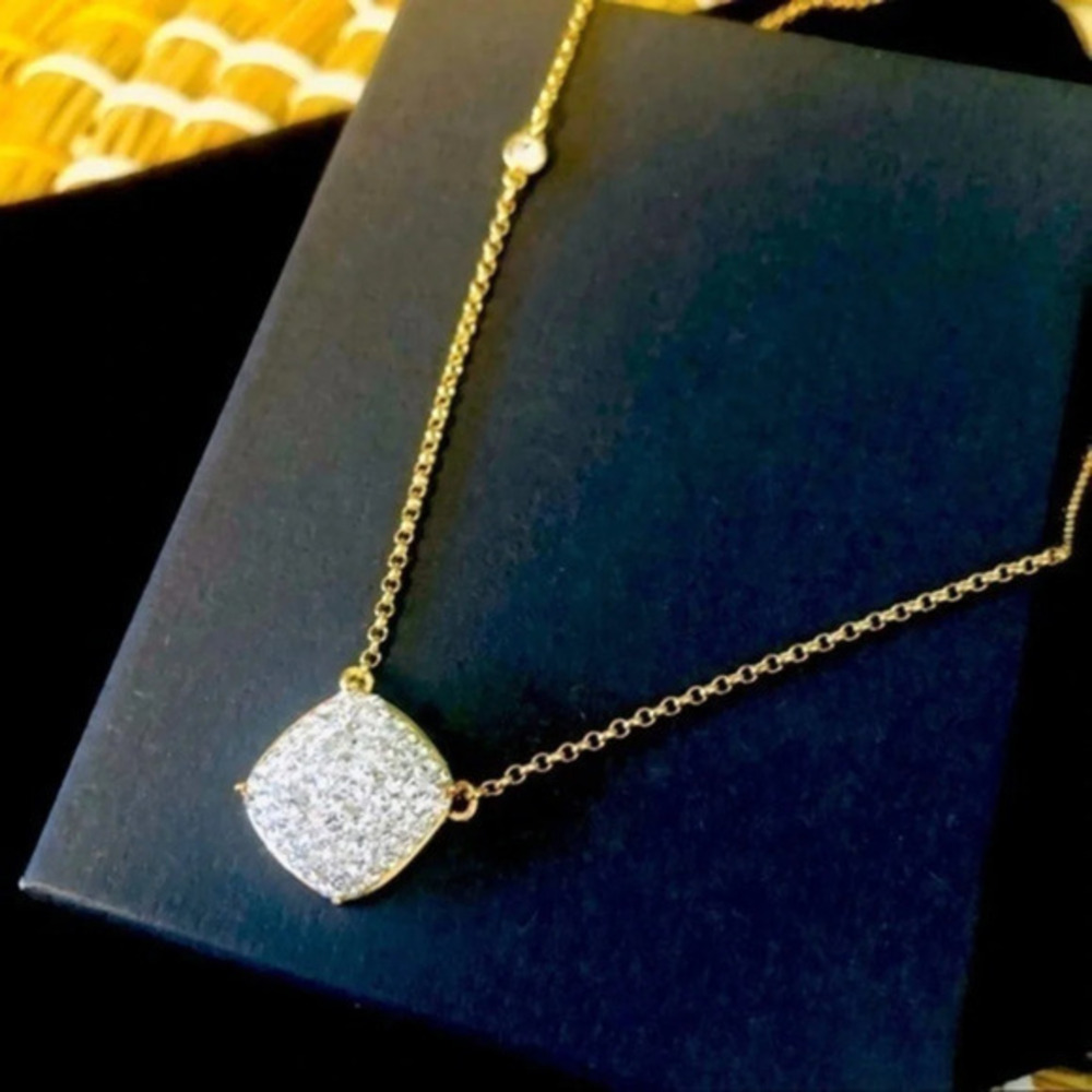 Kate Spade New York Crystal Pendant Necklace Gold Plated 16”+3” NWT